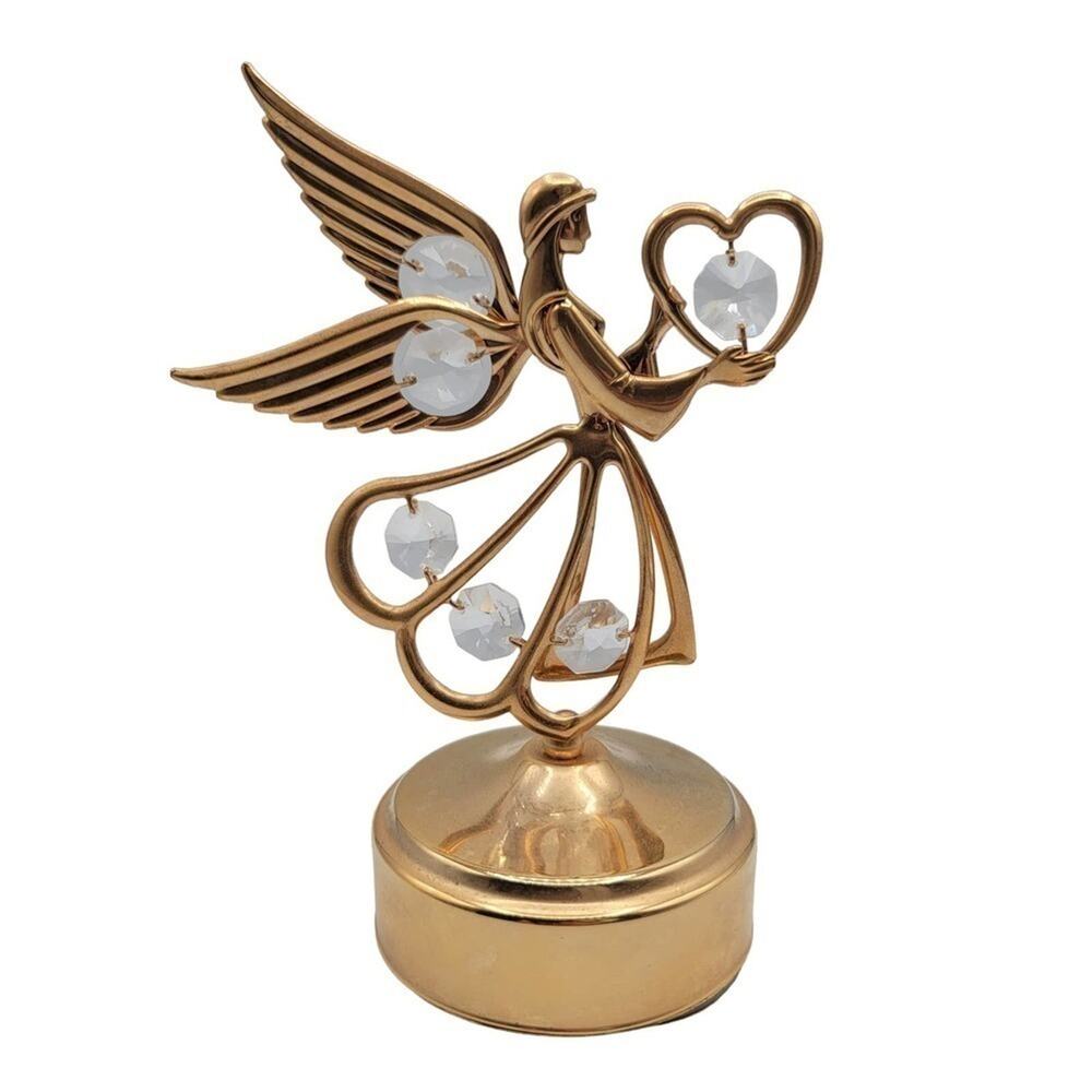 Vintage Crystal 24kt Gold Plated Angel "Love Story" Musical Carousel Mascot